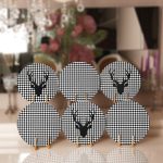 - RealHomes Dijital Baskılı Servis Altlığı - Supla - 6'lı - Realhomes  6'lı Kazayağı Temalı Geyik Tasarımlı Dijital Baskılı Dekoratif Yuvarlak Servis Altlığı & Supla Realhomes