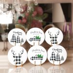 - RealHomes Dijital Baskılı Servis Altlığı - Supla - 6'lı - Realhomes 6'lı Siyah Beyaz Ekose Motifli Christmas Temalı Modern Yuvarlak Servis Altlığı & Supla Realhomes