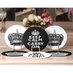 - RealHomes Dijital Baskılı Servis Altlığı - Supla - 6'lı - Realhomes  6'lı Siyah Beyaz Temalı Kral Tacı Tasarımlı Dijital Baskılı Yuvarlak Servis Altlığı & Supla Realhomes