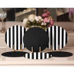 - RealHomes Dijital Baskılı Servis Altlığı - Supla - 6'lı - Realhomes 6'lı Siyah Beyaz Çizgili Düz Siyah Özel Tasarımlı Modern Yuvarlak Servis Altlığı & Supla Realhomes