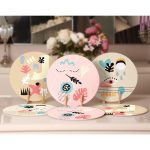 - RealHomes Dijital Baskılı Servis Altlığı - Supla - 6'lı - Realhomes 6'lı Renkli Çiçek Tasarımlı Onedraw Temalı Dekoratif Yuvarlak Servis Altlığı & Supla Realhomes