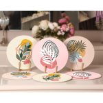 - RealHomes Dijital Baskılı Servis Altlığı - Supla - 6'lı - Realhomes 6'lı Tropik Yapraklar Onedraw Temalı Dijital Baskılı Dekoratif Yuvarlak Servis Altlığı & Supla Realhomes