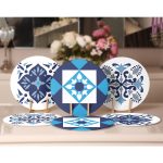 - RealHomes Dijital Baskılı Servis Altlığı - Supla - 6'lı - Realhomes 6'lı Mavi Çini Motifli Dijital Baskılı Dekoratif Yuvarlak Servis Altlığı & Supla Realhomes