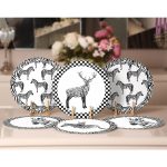 - RealHomes Dijital Baskılı Servis Altlığı - Supla - 6'lı - Realhomes  6'lı Siyah Beyaz Damalı Zebra ve Geyik Tasarımlı Dekoratif Yuvarlak Servis Altlığı & Supla Realhomes