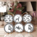 - RealHomes Dijital Baskılı Servis Altlığı - Supla - 6'lı - Realhomes  6'lı Siyah Beyaz Damalı Zebra ve Geyik Tasarımlı Dekoratif Yuvarlak Servis Altlığı & Supla Realhomes