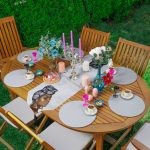 Realhomes Gri Zeminde Etnik Afrika Kadın Tasarımlı Püsküllü Runner & 6'lı Gri Düz Renk Supla - Servis Altlığı Realhomes