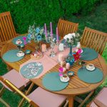 - RealHomes Özel Tasarım 6'lı Supla & Avangarde Runner Seti - Realhomes  Realhomes Pudra Yeşil Zeminli Beyaz Gül Tasarımlı Püsküllü Runner & 6'lı Yeşil Düz Renk Supla - Servis Altlığı Realhomes