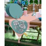 - RealHomes Özel Tasarım 6'lı Supla & Avangarde Runner Seti - Realhomes  Realhomes Pudra Yeşil Zeminli Beyaz Gül Tasarımlı Püsküllü Runner & 6'lı Yeşil Düz Renk Supla - Servis Altlığı Realhomes