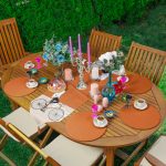 Realhomes Koyu Turuncu Krem Zemin Bisikletli Adam Motifli Püsküllü Runner & 6'lı Kiremit Düz Renk Supla - Servis Altlığı Realhomes