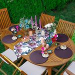 - RealHomes Özel Tasarım 6'lı Supla & Avangarde Runner Seti - Realhomes  Realhomes Mor Suluboya Motifli Gül Tasarımlı Püsküllü Runner & 6'lı Mor Düz Renk Supla - Servis Altlığı Realhomes