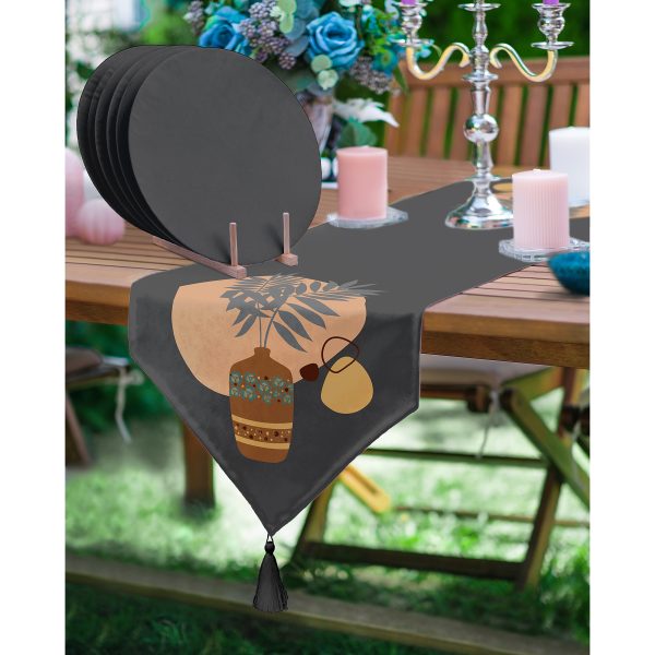 - RealHomes Özel Tasarım 6'lı Supla & Avangarde Runner Seti - Realhomes  Realhomes 6+1 Renkli Ogea Motifli Gold Detaylı Dijital Baskılı Püsküllü Runner ve Yuvarlak Servis Altlığı & Supla Seti Realhomes