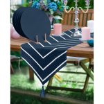 - RealHomes Özel Tasarım 6'lı Supla & Avangarde Runner Seti - Realhomes  Realhomes Lacivert Beyaz Çizgili Tasarım Püsküllü Runner & 6'lı Lacivert Düz Renk Supla - Servis Altlığı Realhomes