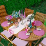 - RealHomes Özel Tasarım 6'lı Supla & Avangarde Runner Seti - Realhomes  Realhomes Pembe Flamingo Motifli Püsküllü Runner & 6'lı Pembe Düz Renk Supla - Servis Altlığı Realhomes