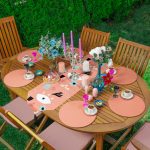 Realhomes Turuncu Zemin Onedraw Motifli Püsküllü Runner & 6'lı Terra Düz Renk Supla - Servis Altlığı Realhomes