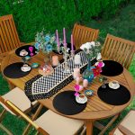 - SuplaRunner-DuzRenkSet-Ryl82-Gorsel-1 - Realhomes  Realhomes Puantiye Motifli Dama Tasarımlı Püsküllü Runner & 6'lı Siyah Düz Renk Supla - Servis Altlığı Realhomes