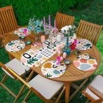 Realhomes 6+1 Renkli Onedraw Dijital Baskılı Bohem Tasarımlı Püsküllü Runner ve Yuvarlak Servis Altlığı & Supla Seti Realhomes