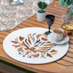 - SuplaRunnerSetRyl21-Gorsel-3 - Realhomes  Realhomes 6+1 Renkli Etnik Motifli Dijital Baskılı Özel Tasarımlı Püsküllü Runner ve Yuvarlak Servis Altlığı & Supla Seti Realhomes