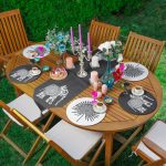 Realhomes 6+1 Karakalem Etnik Fil Motifli Tropik Yaprak Tasarımlı Püsküllü Runner ve Yuvarlak Servis Altlığı & Supla Seti Realhomes