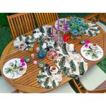 - SuplaRunnerSetRyl24-Gorsel-1 - Realhomes Realhomes 6+1 Yeşil Tropik Yaprak Özel Tasarımlı Dijital Baskılı Püsküllü Runner ve Yuvarlak Servis Altlığı & Supla Seti Realhomes