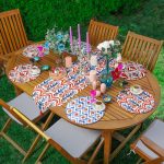 - SuplaRunnerSetRyl25-Gorsel - Realhomes  Realhomes 6+1 Kırmızı Mavi Suluboya Tasarımlı Dijital Baskuılı Püsküllü Runner ve Yuvarlak Servis Altlığı & Supla Seti Realhomes