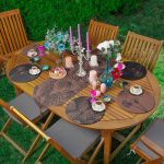 Realhomes 6+1 Koyu Temalı Tropik Yaprak Karahindiba Tasarımlı Püsküllü Runner ve Yuvarlak Servis Altlığı & Supla Seti Realhomes