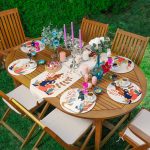 Realhomes 6+1 Tropik Yapraklar Kadın Tasarımlı Dijital Baskılı Modern Püsküllü Runner ve Yuvarlak Servis Altlığı & Supla Seti Realhomes