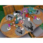 Realhomes 6+1 Kazayağı Temalı Geyik Tasarımlı Dijital Baskılı Dekoratif Püsküllü Runner ve Yuvarlak Servis Altlığı & Supla Seti Realhomes