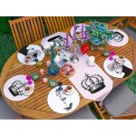 - SuplaRunnerSetRyl45-Gorsel-1 - Realhomes Realhomes 6+1 Kadın Silüet Motifli Özel Tasarım Dijital Baskılı Püsküllü Runner ve Yuvarlak Servis Altlığı & Supla Seti Realhomes