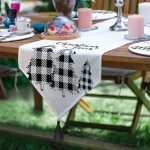 - SuplaRunnerSetRyl46-Gorsel-2 - Realhomes  Realhomes 6+1 Siyah Beyaz Ekose Motifli Christmas Temalı Modern Püsküllü Runner ve Yuvarlak Servis Altlığı & Supla Seti Realhomes