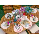 - SuplaRunnerSetRyl52-Gorsel-1 - Realhomes  Realhomes 6+1 Tropik Yapraklar Onedraw Temalı Dijital Baskılı Dekoratif Püsküllü Runner ve Yuvarlak Servis Altlığı & Supla Seti Realhomes