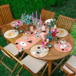 Realhomes 6+1 Onedraw Tasarımlı Renkli Şekiller Temalı Püsküllü Runner ve Yuvarlak Servis Altlığı & Supla Seti Realhomes