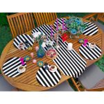 - SuplaRunnerSetRyl9-Gorsel-1 - Realhomes  Realhomes 6+1 Siyah Beyaz Düz Çizgili Özel Tasarımlı Dijital Baskılı Modern Püsküllü Runner ve Yuvarlak Servis Altlığı & Supla Seti Realhomes