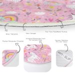 - RealHomes Dijital Baskılı Kaymaz Tabanlı Comfort Çocuk Odası Yuvarlak Halı - Realhomes  Pembe Zeminli Unicorn Motifli Çocuk & Genç Odası Makinede Yıkanabilir Kaymaz Tabanlı Yuvarlak Çocuk Halısı Realhomes