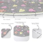 - RealHomes Dijital Baskılı Kaymaz Tabanlı Comfort Çocuk Odası Yuvarlak Halı - Realhomes  Gri Zeminde Renkli Çiçek Ve Kalp Tasarımlı Çocuk & Genç Odası Makinede Yıkanabilir Kaymaz Tabanlı Yuvarlak Çocuk Halısı Realhomes