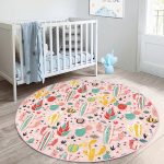 - RealHomes Dijital Baskılı Kaymaz Tabanlı Comfort Çocuk Odası Yuvarlak Halı - Realhomes  Pembe Zeminli Kaktüs Tasarımlı Çocuk & Genç Odası Makinede Yıkanabilir Kaymaz Tabanlı Yuvarlak Çocuk Halısı Realhomes