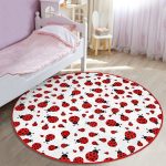 - RealHomes Dijital Baskılı Kaymaz Tabanlı Comfort Çocuk Odası Yuvarlak Halı - Realhomes  Uğurböceği Motifli Çocuk & Genç Odası Makinede Yıkanabilir Kaymaz Tabanlı Yuvarlak Çocuk Halısı Realhomes