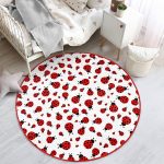 - RealHomes Dijital Baskılı Kaymaz Tabanlı Comfort Çocuk Odası Yuvarlak Halı - Realhomes  Uğurböceği Motifli Çocuk & Genç Odası Makinede Yıkanabilir Kaymaz Tabanlı Yuvarlak Çocuk Halısı Realhomes