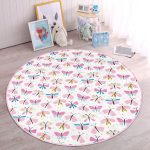- RealHomes Dijital Baskılı Kaymaz Tabanlı Comfort Çocuk Odası Yuvarlak Halı - Realhomes Kelebek Çizimli Çocuk & Genç Odası Makinede Yıkanabilir Kaymaz Tabanlı Yuvarlak Çocuk Halısı Realhomes