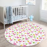 - RealHomes Dijital Baskılı Kaymaz Tabanlı Comfort Çocuk Odası Yuvarlak Halı - Realhomes  Merve Çizimleri Arasında Flamingo Tasarımlı Çocuk & Genç Odası Makinede Yıkanabilir Kaymaz Tabanlı Yuvarlak Çocuk Halısı Realhomes