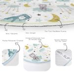 - RealHomes Dijital Baskılı Kaymaz Tabanlı Comfort Çocuk Odası Yuvarlak Halı - Realhomes  Mavi Bulutlar Üstünde Sevimli Ayı Motifli Çocuk & Genç Odası Makinede Yıkanabilir Kaymaz Tabanlı Yuvarlak Çocuk Halısı Realhomes