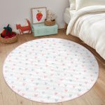 - RealHomes Dijital Baskılı Kaymaz Tabanlı Comfort Çocuk Odası Yuvarlak Halı - Realhomes  Mint Yeşili Çizgiler Üzerine Kalp Motifli Çocuk & Genç Odası Makinede Yıkanabilir Kaymaz Tabanlı Yuvarlak Çocuk Halısı Realhomes