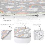 - RealHomes Dijital Baskılı Kaymaz Tabanlı Comfort Çocuk Odası Yuvarlak Halı - Realhomes  Gri Zeminde Gökkuşağı Tasarımlı Çocuk & Genç Odası Makinede Yıkanabilir Kaymaz Tabanlı Yuvarlak Çocuk Halısı Realhomes