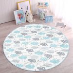 - RealHomes Dijital Baskılı Kaymaz Tabanlı Comfort Çocuk Odası Yuvarlak Halı - Realhomes  Açık Mavi Bulut Motifli Çocuk & Genç Odası Makinede Yıkanabilir Kaymaz Tabanlı Yuvarlak Çocuk Halısı Realhomes