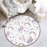 - RealHomes Dijital Baskılı Kaymaz Tabanlı Comfort Çocuk Odası Yuvarlak Halı - Realhomes  Unicorn Ve Deniz Kızı Tasarımlı Çocuk & Genç Odası Makinede Yıkanabilir Kaymaz Tabanlı Yuvarlak Çocuk Halısı Realhomes