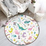 - RealHomes Dijital Baskılı Kaymaz Tabanlı Comfort Çocuk Odası Yuvarlak Halı - Realhomes  Renkli Sevimli Dinozorlar Çizimli Çocuk & Genç Odası Makinede Yıkanabilir Kaymaz Tabanlı Yuvarlak Çocuk Halısı Realhomes