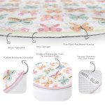 Renkli Kelebek Tasarımlı Çocuk & Genç Odası Makinede Yıkanabilir Kaymaz Tabanlı Yuvarlak Çocuk Halısı Realhomes