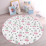 - RealHomes Dijital Baskılı Kaymaz Tabanlı Comfort Çocuk Odası Yuvarlak Halı - Realhomes  Dans Eden Unicorn Çizimli Çocuk & Genç Odası Makinede Yıkanabilir Kaymaz Tabanlı Yuvarlak Çocuk Halısı Realhomes