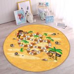 - RealHomes Dijital Baskılı Kaymaz Tabanlı Comfort Çocuk Odası Yuvarlak Halı - Realhomes  Korsan Adada Hazine Peşinde Tasarımlı Çocuk & Genç Odası Makinede Yıkanabilir Kaymaz Tabanlı Yuvarlak Çocuk Oyun Halısı Realhomes