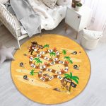 - RealHomes Dijital Baskılı Kaymaz Tabanlı Comfort Çocuk Odası Yuvarlak Halı - Realhomes  Korsan Adada Hazine Peşinde Tasarımlı Çocuk & Genç Odası Makinede Yıkanabilir Kaymaz Tabanlı Yuvarlak Çocuk Oyun Halısı Realhomes