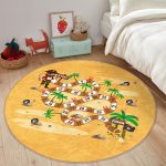 - RealHomes Dijital Baskılı Kaymaz Tabanlı Comfort Çocuk Odası Yuvarlak Halı - Realhomes  Korsan Adada Hazine Peşinde Tasarımlı Çocuk & Genç Odası Makinede Yıkanabilir Kaymaz Tabanlı Yuvarlak Çocuk Oyun Halısı Realhomes